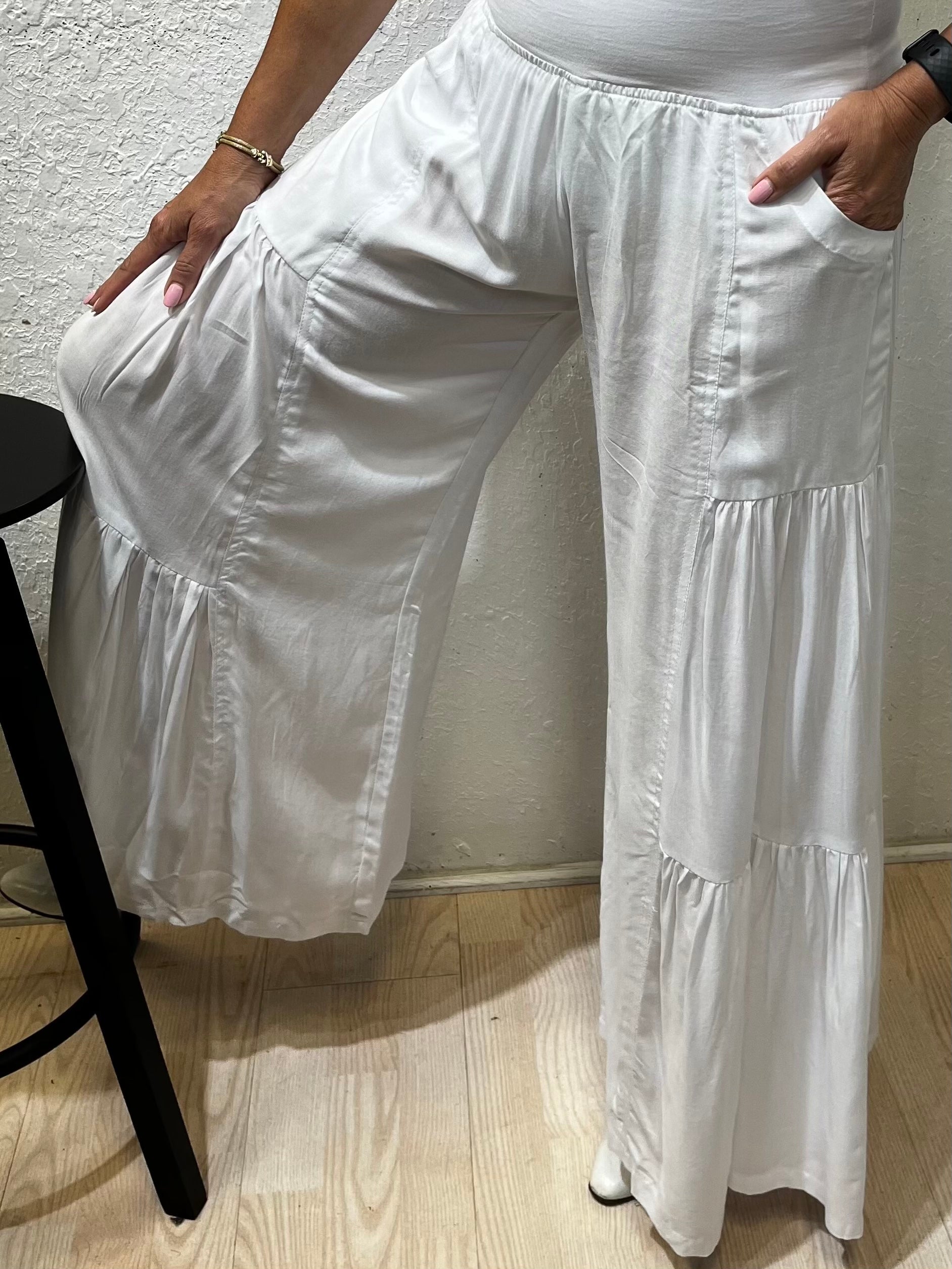 White Flowy Bottoms