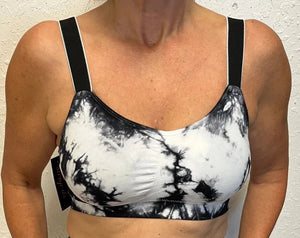 Black and White Tie Dye Attachable Strap-Its Bra