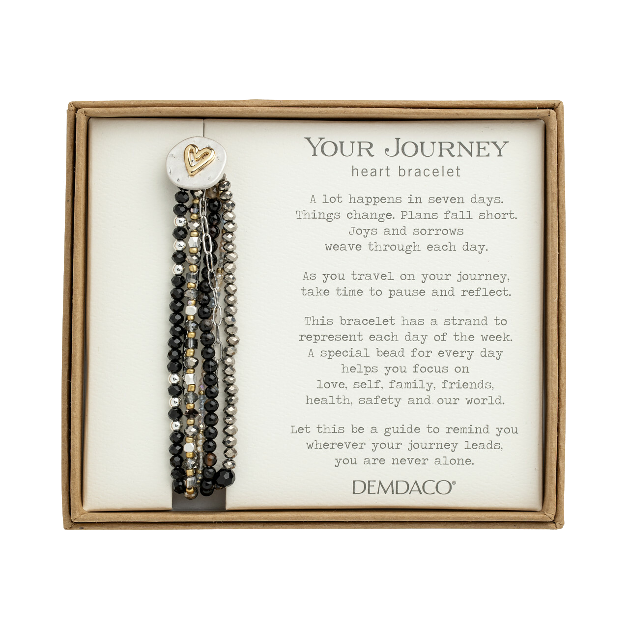 Gray Journey Heart Bracelet