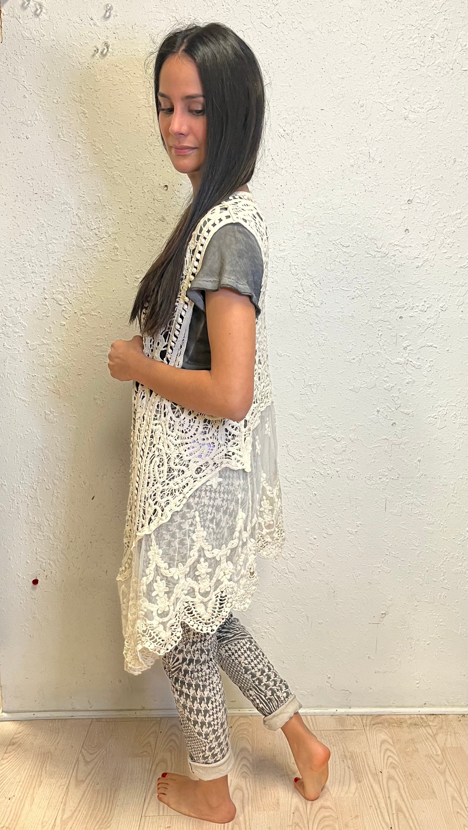 Lace and Crochet Long Vest
