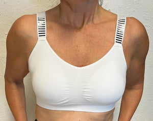 White with Silver Rows Straps Attachable Strap-Its Bra