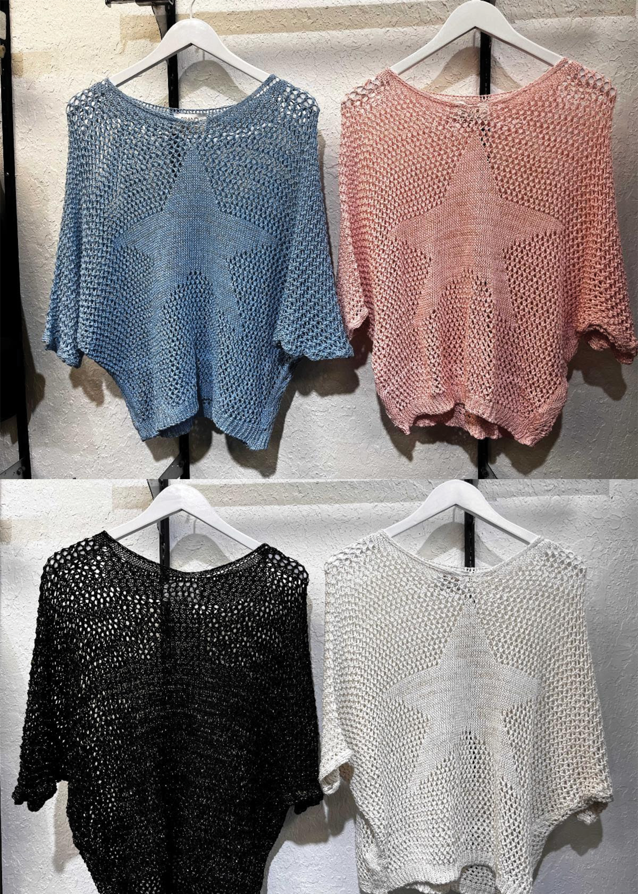 Added Touch "Select" Batwing Knit Mesh Sweater -various colors