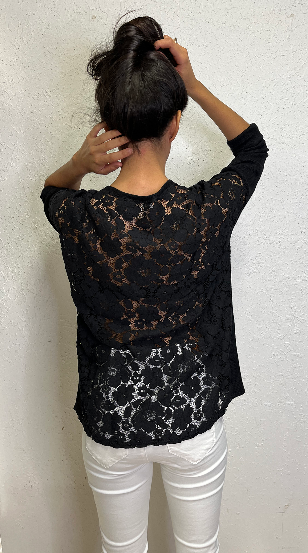 Unique Sweater Top with Black Lace