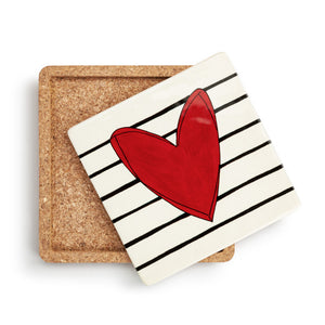 Wooden Board with Black and White Background and Red Heart