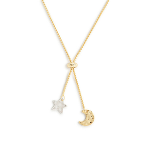 Lariat Charm Necklace - Moon and Stars