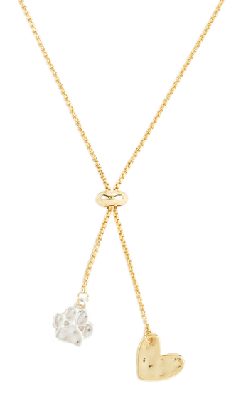 Lariat Charm Necklace - Paw Print Necklace