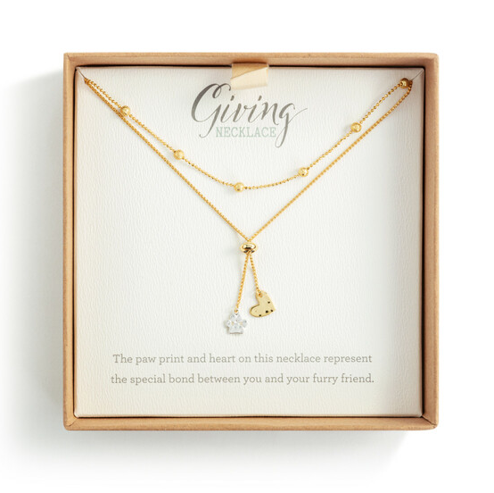 Lariat Charm Necklace - Paw Print Necklace