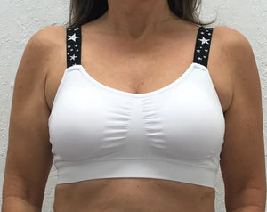 White with White Star Straps Attachable Strap-Its Bra