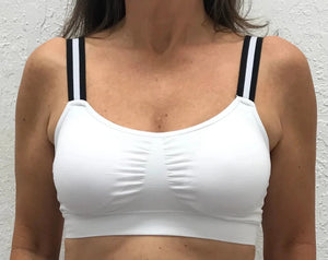 White with White and Black Striped Straps Attachable Strap-Its Bra